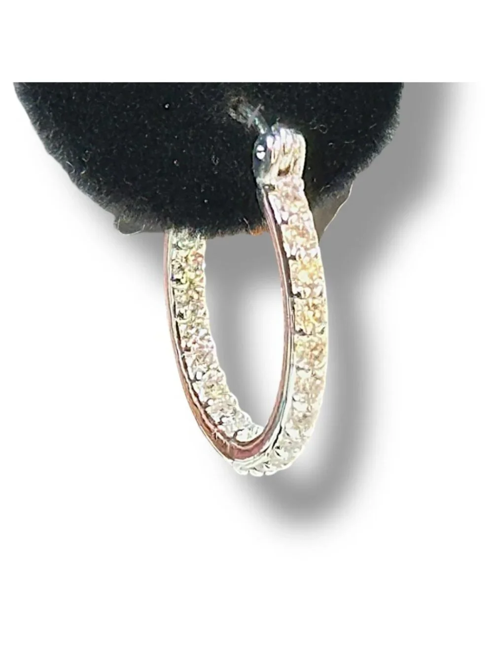 Crystal Haze Silver-Plated Inside Out Cubic Zirconia Hoop Earrings  NIP